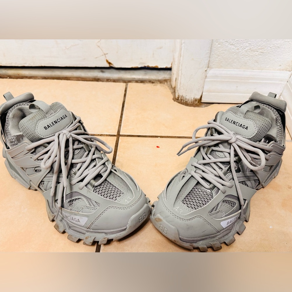 Balenciaga Gray Chunky Sneakers with Mesh Panels